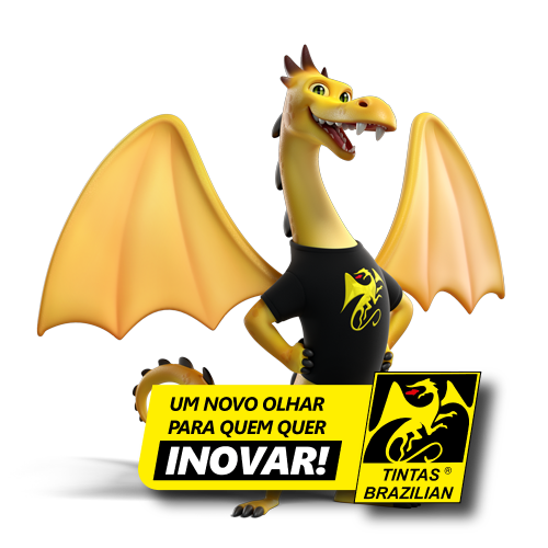 Mascote com a frase: Um novo olhar para quem quer inovar!